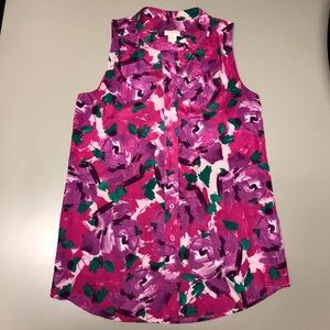 J. Crew Floral Sleeveless Blouse